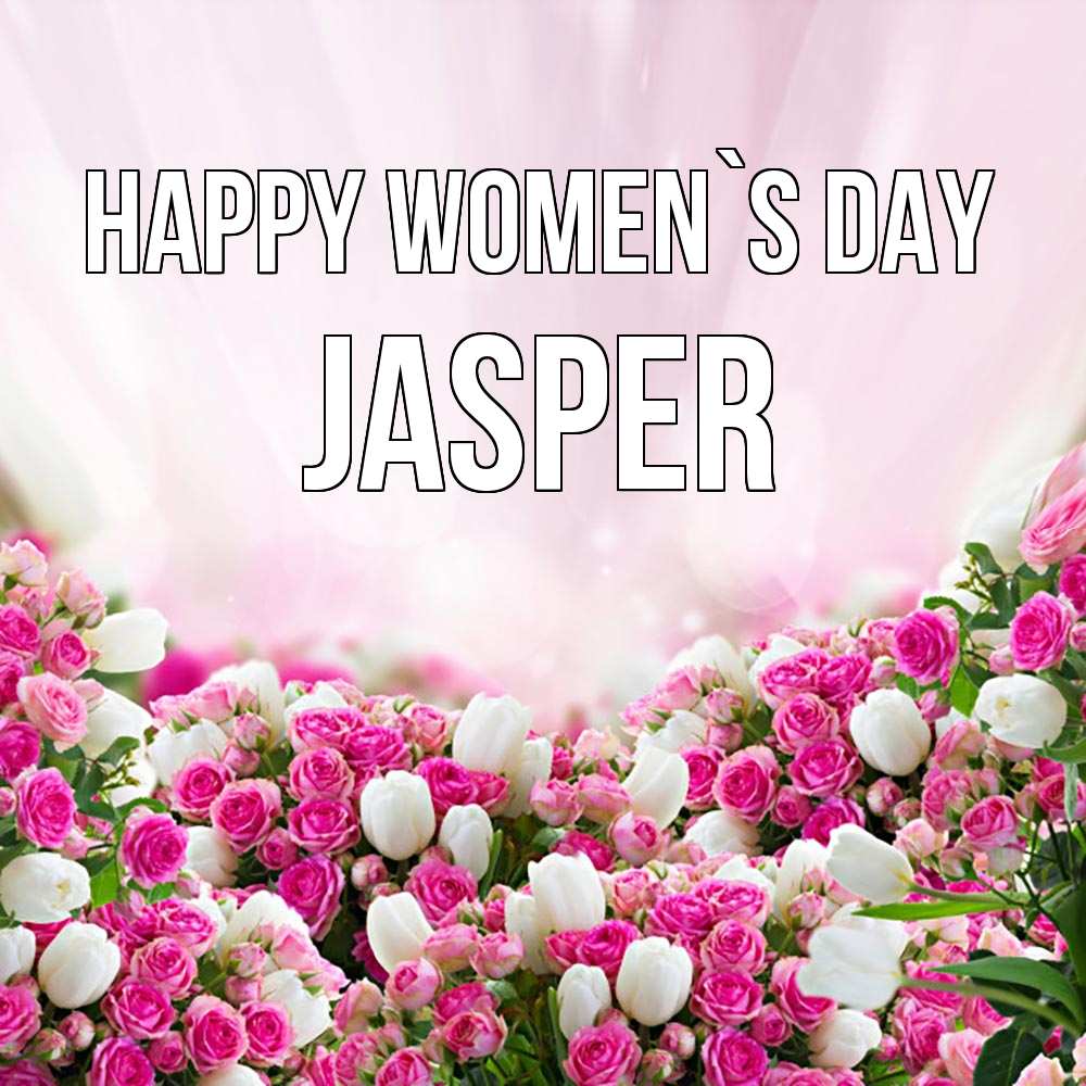 Greetings card с именем, Jasper happy women`s day под снегом Greetings with text for free download 
